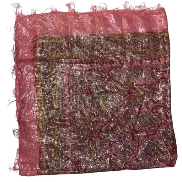 Ladies Beautiful Fashion Scarf in Shimmery Pink Featuring a Paisley Print - Picture 4 of 4